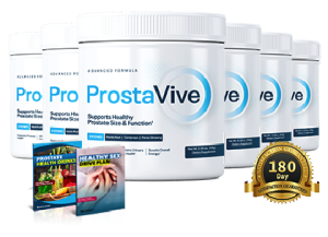 Six jars of ProstaVive with two bonus e-guides, a 180-day supply